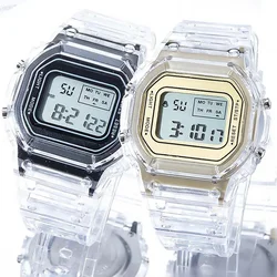 New Men Women Watches Gold Casual Transparent Digital Sport Watch Lover's Gift Clock Children Kid's Wristwatch Female