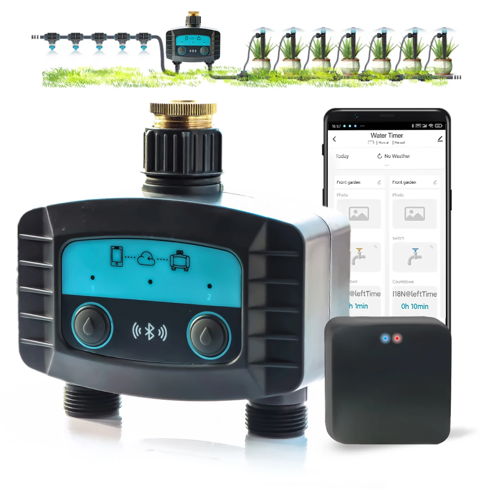 WiFi/Bluetooth-compatible 2-Way Water Timer Garden Irrigation Smart Solenoid Valve for Wireless Phone Remote Watering Controller