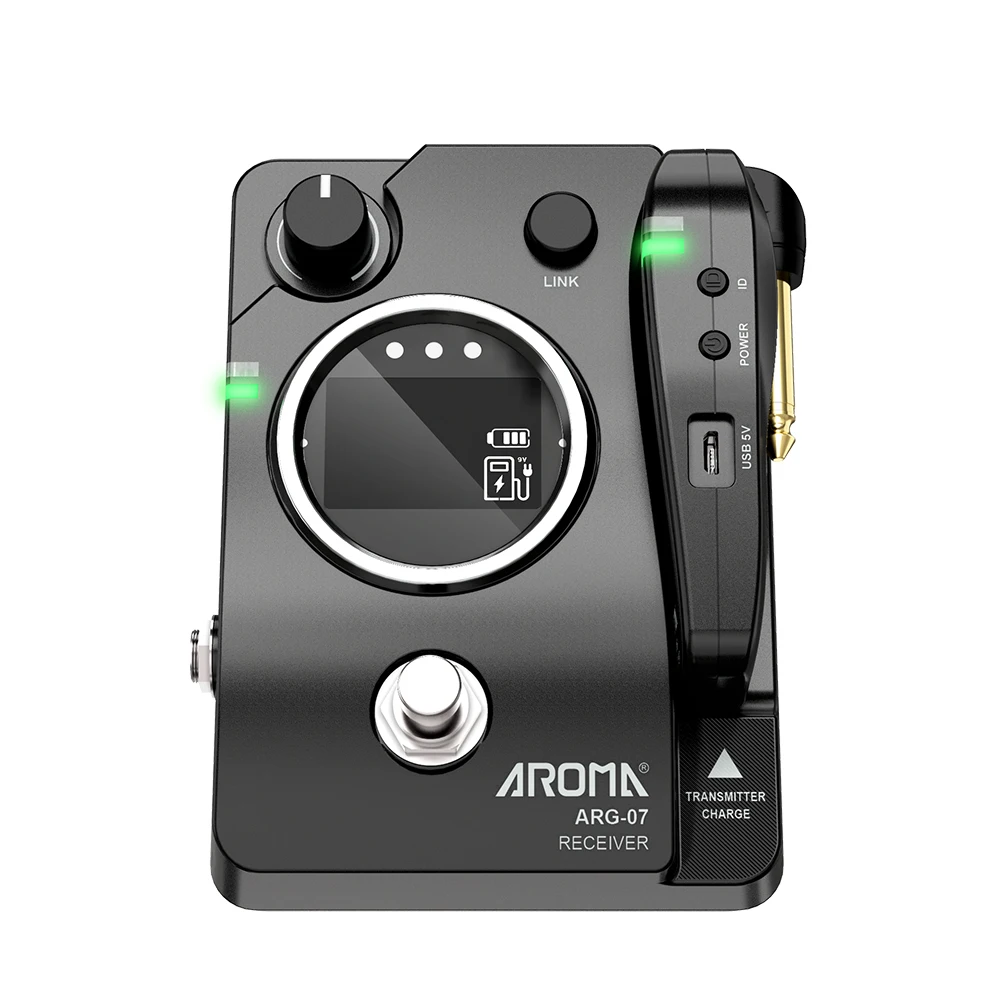 AROMA ARG-07 Guitar Wireless Transmission System Transmisster Receiver LCD Display 4 Channels Max 35m Range Guitar Accessories