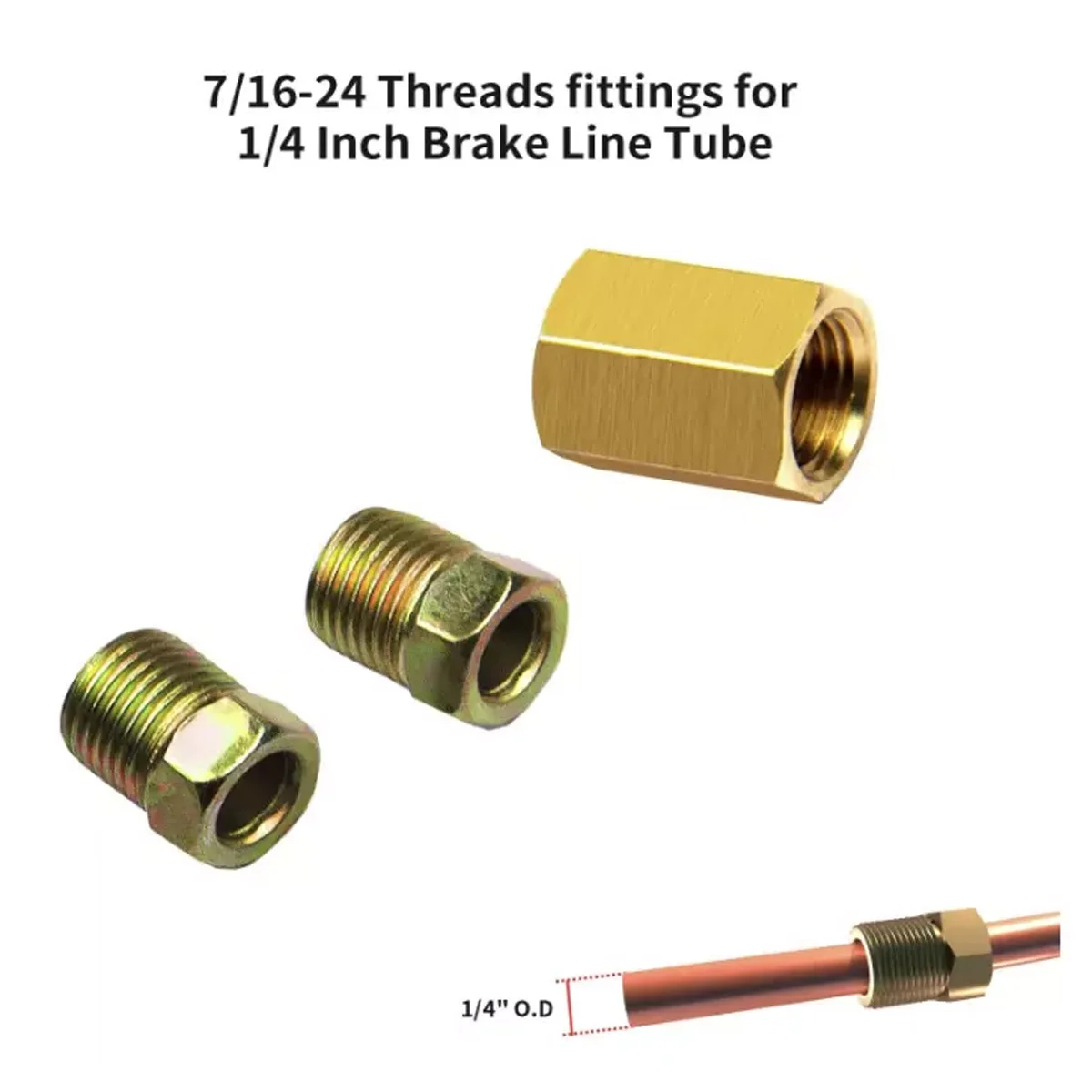 1/4 brake line, 7/16-24 Inverted Flare Line Fittings & brass Unions, 15 pcs.