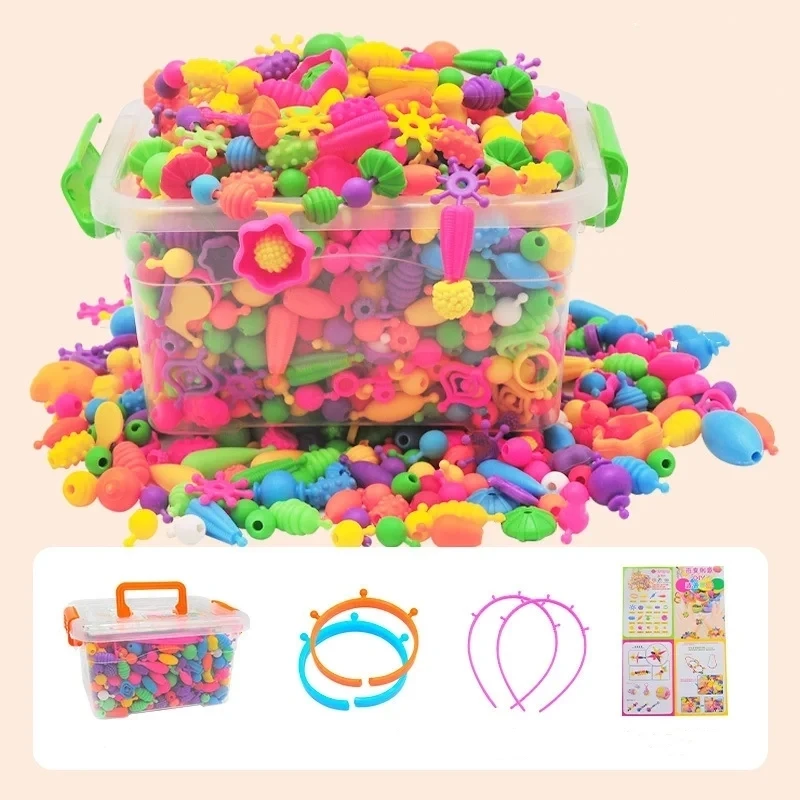 188pcs Multicolor Beads For Handmade Jewelry Making DIY Bracelet and Head Band Girl Beading Material Set