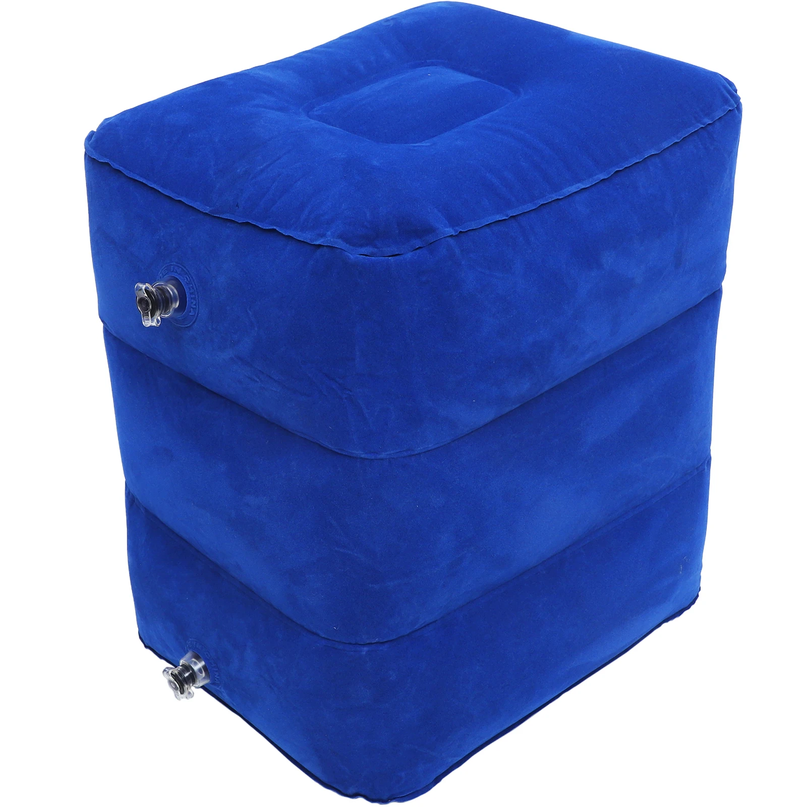 

1pc Inflatable Footrest Stool Dark Blue Foldable Adjustable Travel Foot Cushion For Car Home Office Use Flocking Material Space
