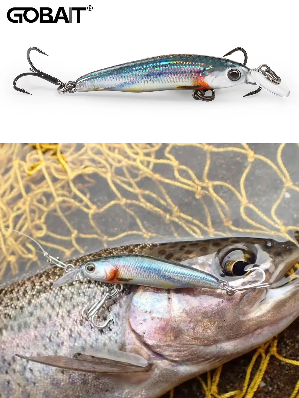 Sinking Minnow 1,5g 4cm Hardbait mit 3D-Augen, Wobbler mit Dreifachhaken, Angelköder für Barsch und Forelle, 1-5 Stück Jerkbait – Detail 3