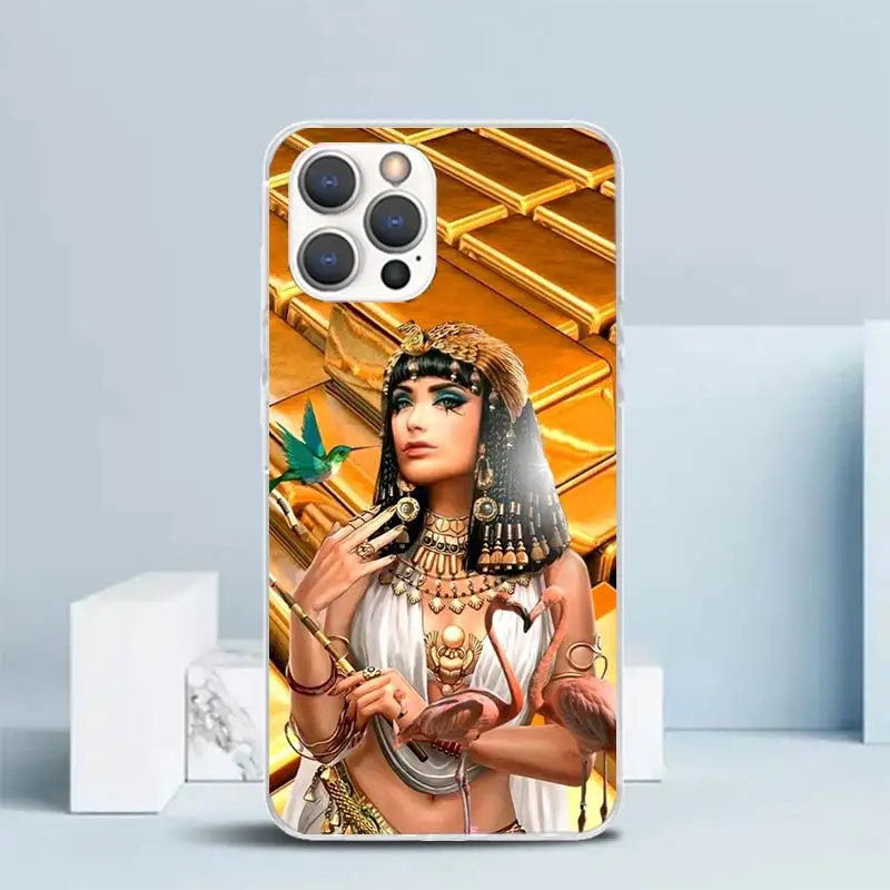 Pharaoh Ancient Egypt Cleopatra Soft Cover for iPhone 15 14 13 12 Mini 11 Pro Max Print Phone Case X XS XR 7 Plus 8 + SE Pattern