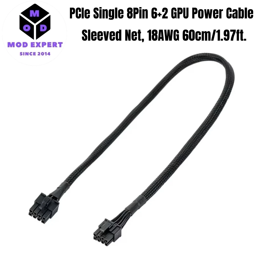 PCIe 6+2 8Pin Sleeved Net 60CM GPU Power Cable for Corsair AX1600i Titanium, AX1000 Titanium AX850 Titanium Type 4 Modular Power