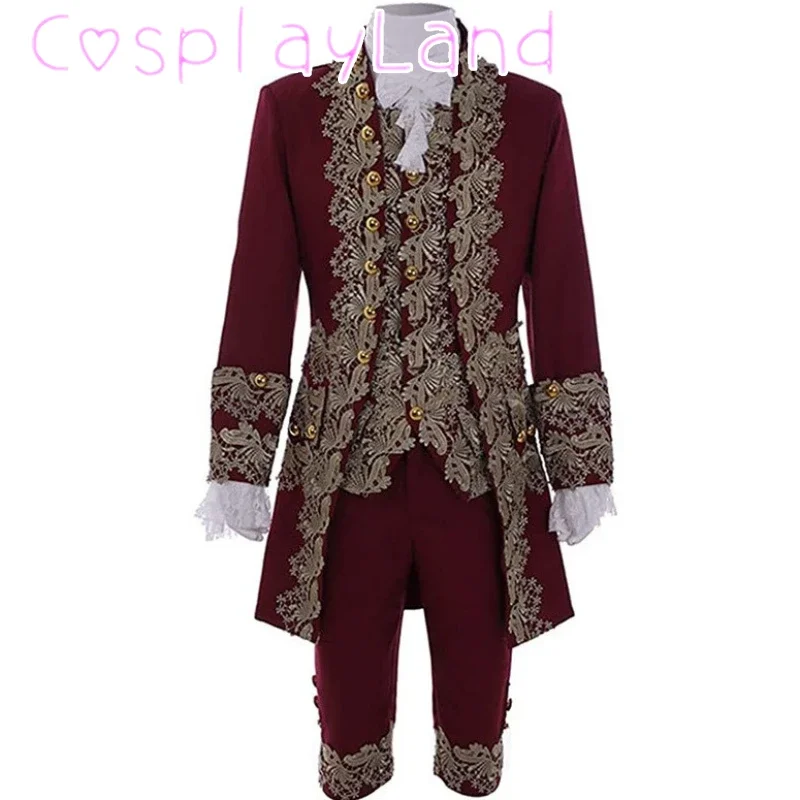 Disfraz victoriano para hombre, uniforme Medieval rococó, chaqueta, chaleco, pantalones, disfraz de Príncipe, disfraz de Halloween de moda de talla grande