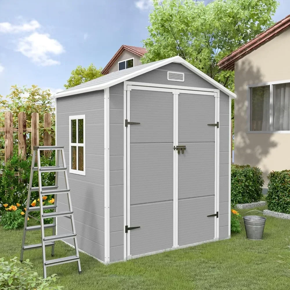 

4x6 FT Outdoor Storage Shed, Metal Storage Sheds with Double Sliding Doors,Large Waterproof Bike Shed Cabanons De Jardin