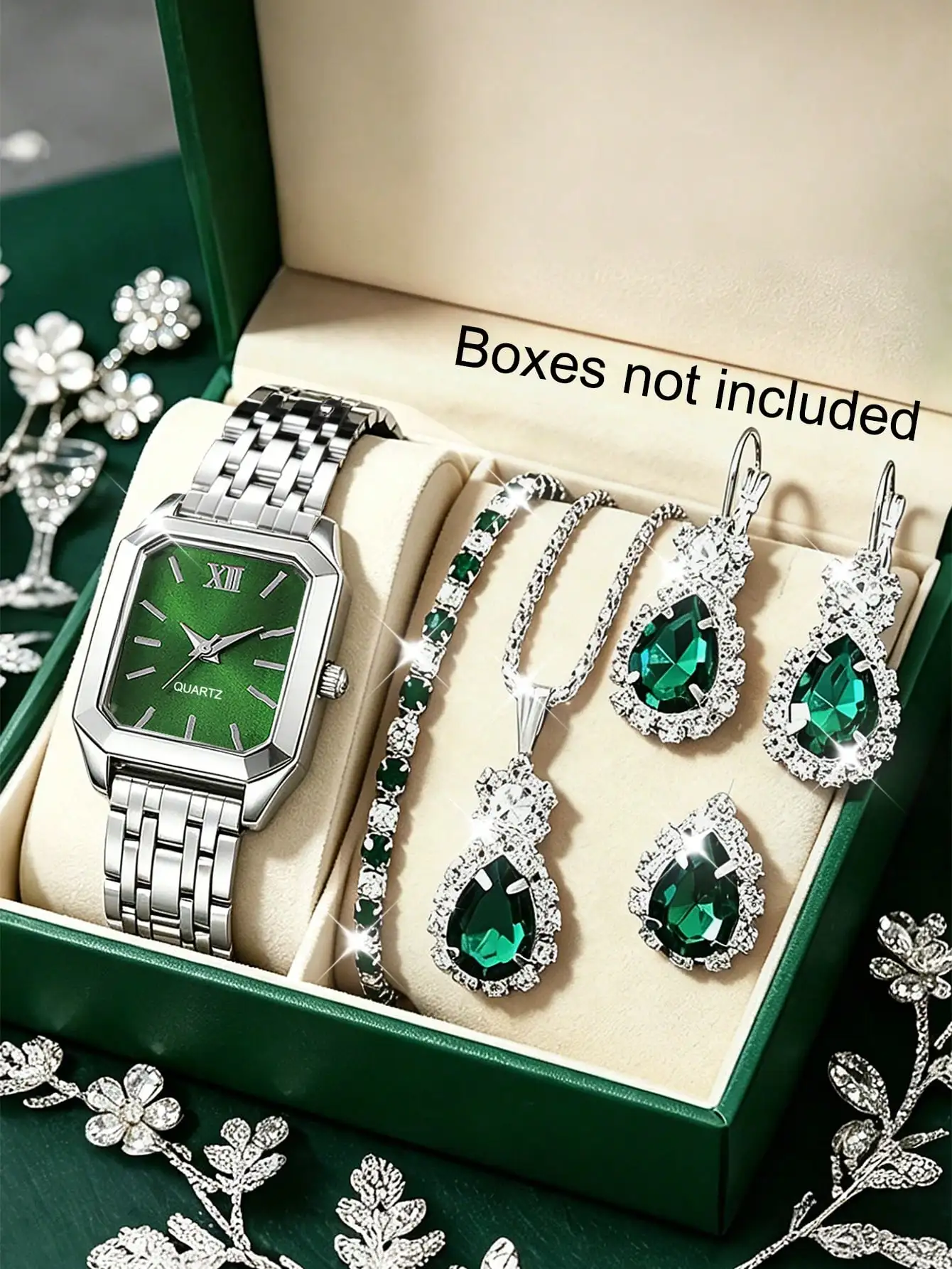 6pcs Women's Watch Set: Includes 1pc Quartz Watch And 5pcs Zirconia Jewelry Set,  Suitable For Various Occasions