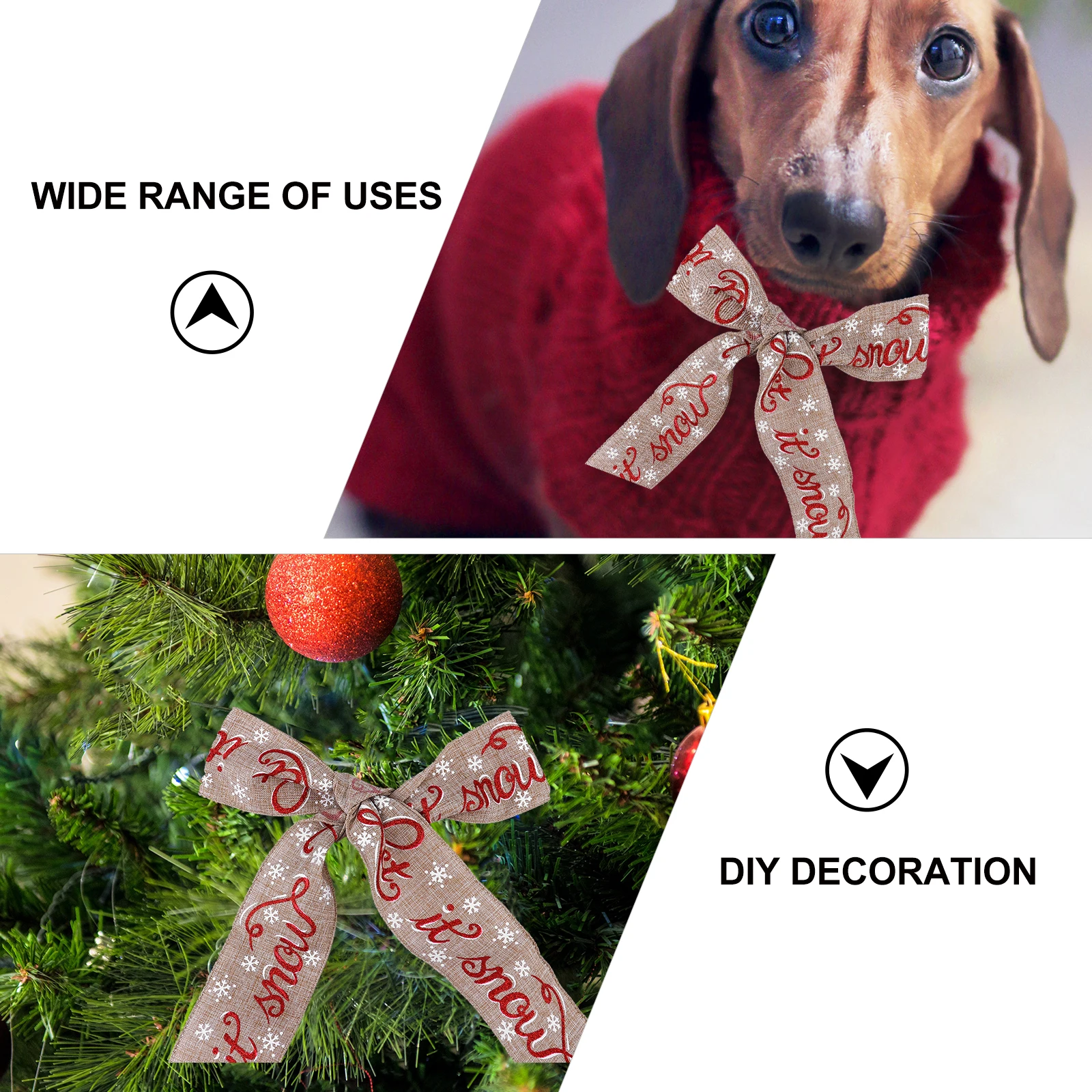

2 Pcs Christmas Tree Decoration Webbing Goods for Ribbon Wired Gift Wrapping Decorative Natural