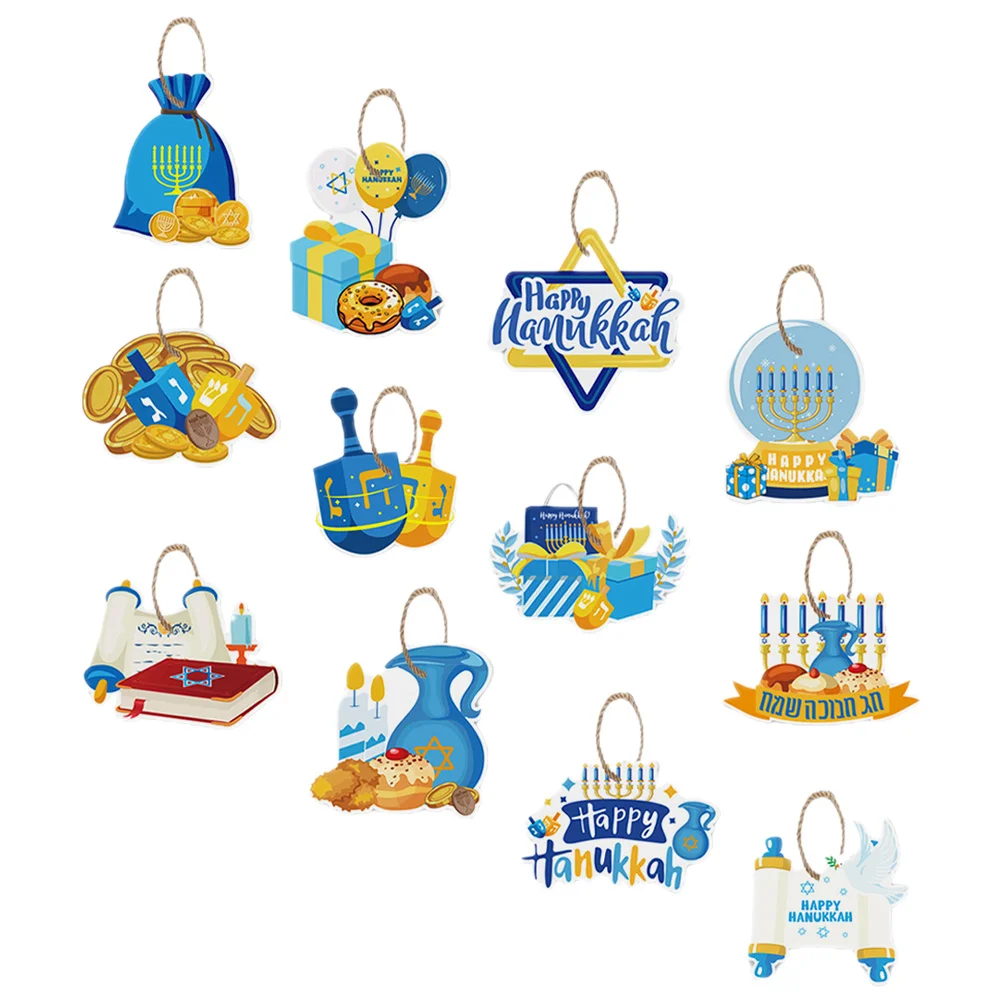

12Pcs Hanukkah Hanging Ornament Paper Decor for Party Festive Ceiling Wall Sign Home Holiday Celebration Paper Hanging Sign