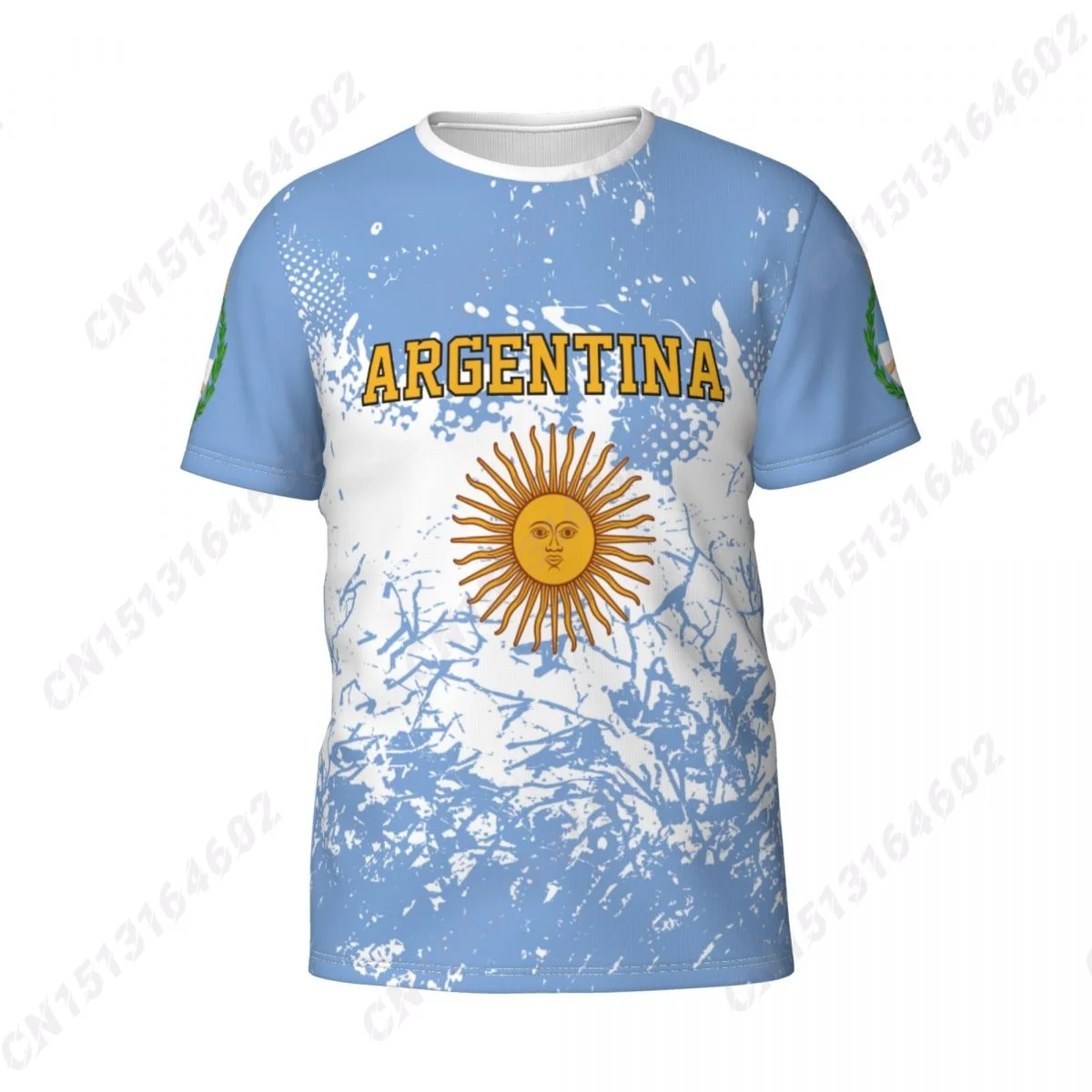 Argentina Country Vintage Flag 3D Printed T Shirt Men Summer Short-sleeved Custom T-shirt For Soccer Running Bike Tennis Fitness