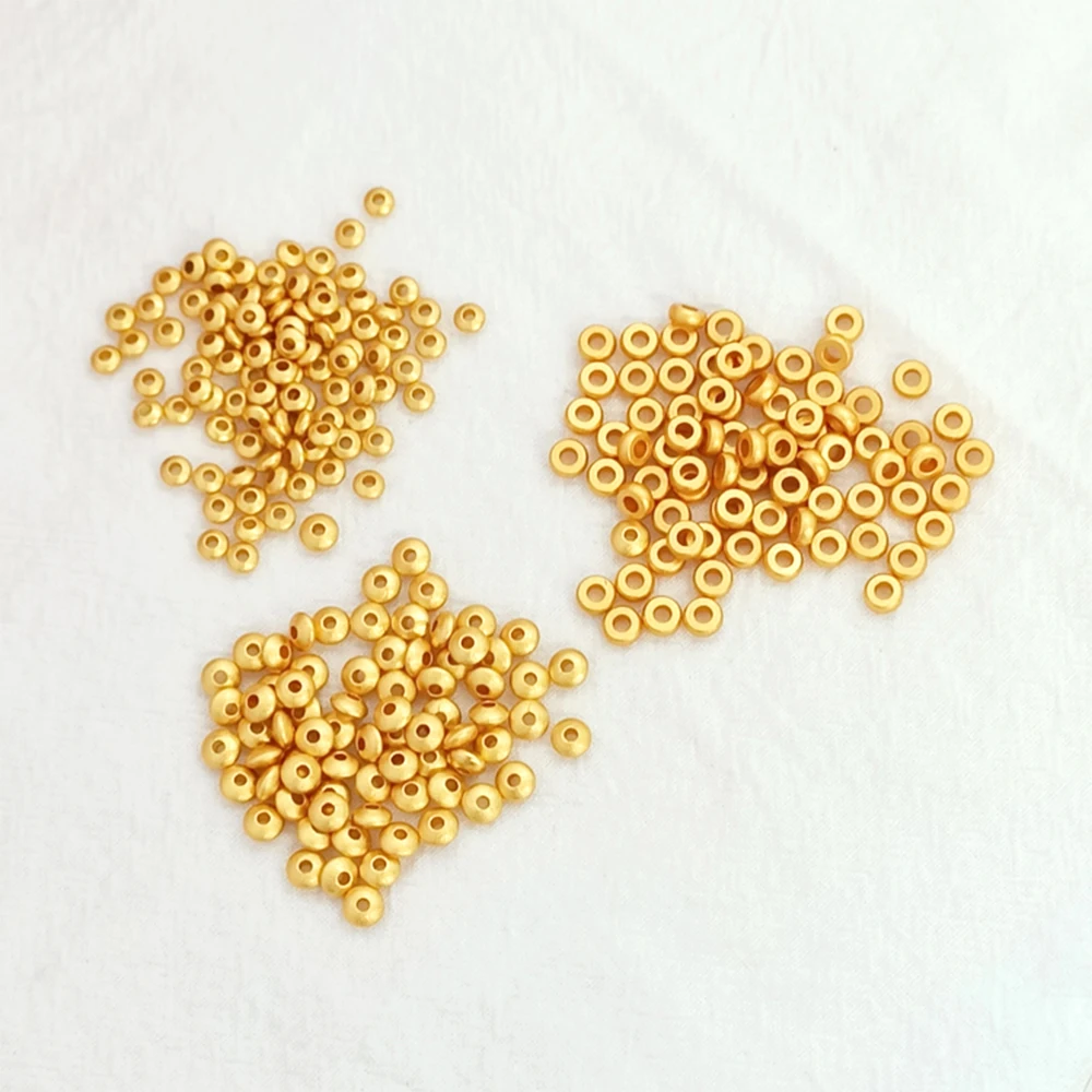 50 Pieces 3-5mm Matte Gold Abacus Wheel Spacer Beads DIY Jewelry Making Necklace, Bracelet, Clothing Accessories Materials