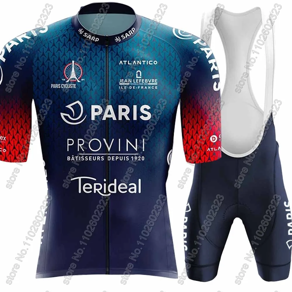 France-Paris Cycling Jersey 2024 Set National Team Short Clothing Men Short Sleeve Kits Road bike Shirts Suit Bicycle Bib Shorts