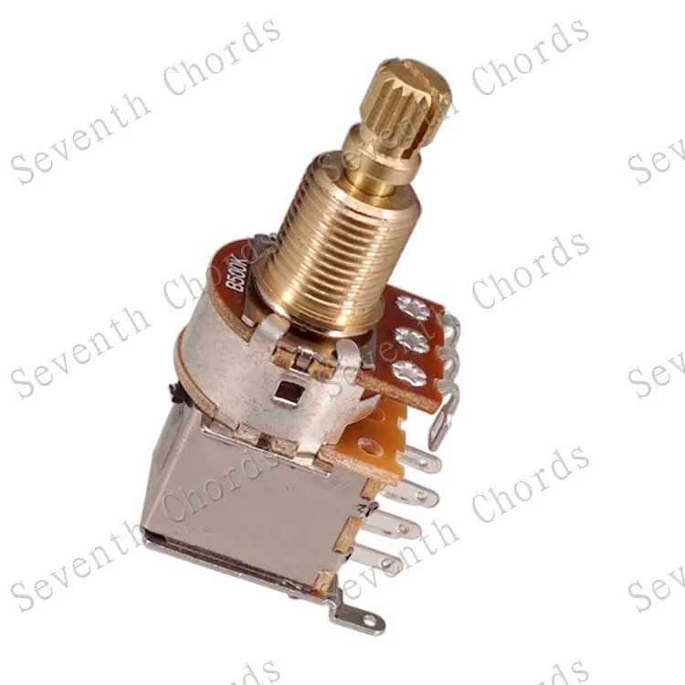 2Pcs Brass Split Shaft  Bass Guitar Push Push Potentiometer Switch Toggle Control Pots - A25K B25K A50K B100K A250K A500K B500k