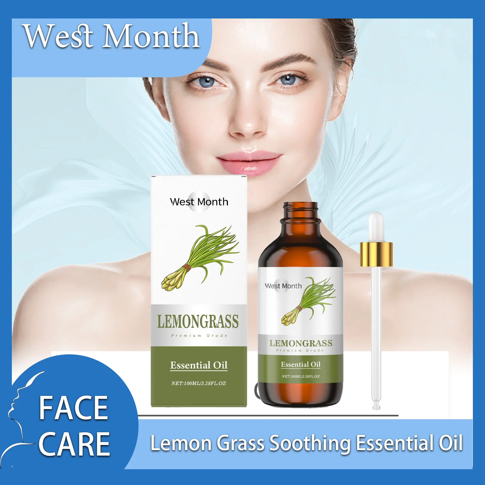 

West Month 100ML Lemongrass Soothing Essential Oil Provides Daily Gentle Nourishment Delicate and Smooth Skin Caring the Skin
