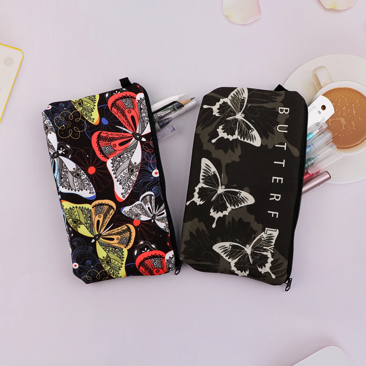 Colorful Butterfly Portable Travel Storage Pouch Travel Lipstick Bag Women Makeup Case Bag Cosmetic Brush Bags Travel Makeup Bag