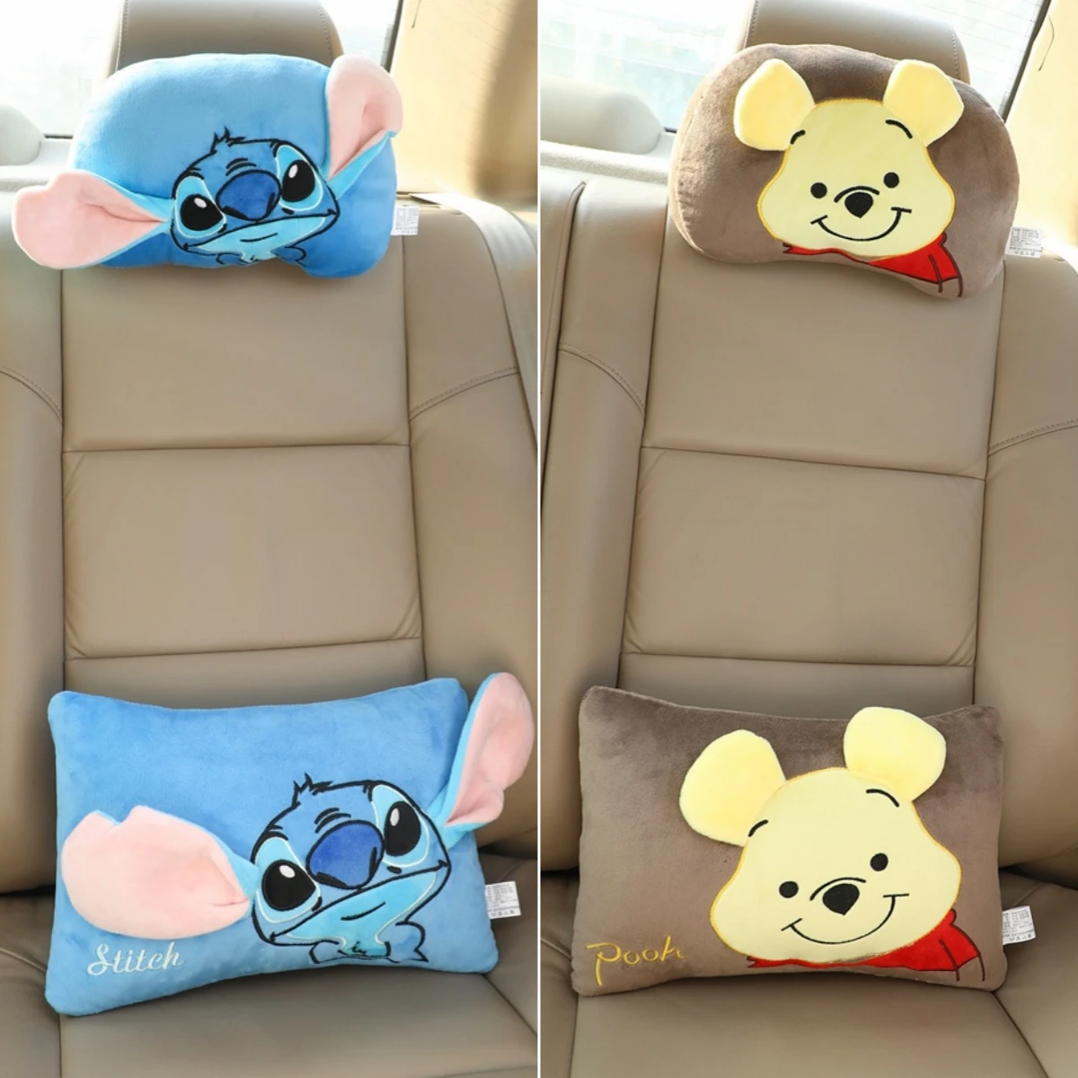 Cartoon Anime Headrest Back Cushion Stitch Pooh Bear Nick Fox Judy Rabbit Stuffed Anime Neck Pillow Sofa Bed Back Cushion Girl