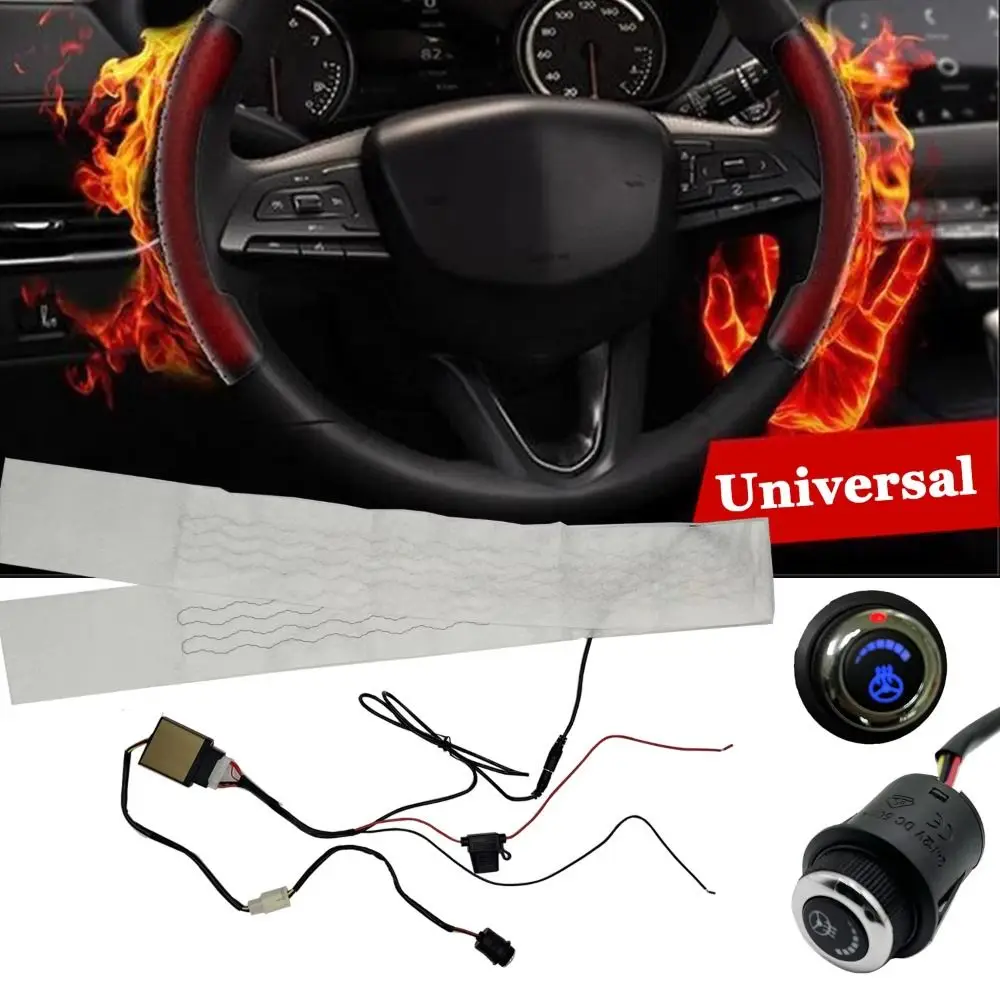 

Universal Steering Wheel Heating Kit 6 Gear Switch Independent Switch Control Car Steering Wheel Heater Built-in 12V Heating Pad