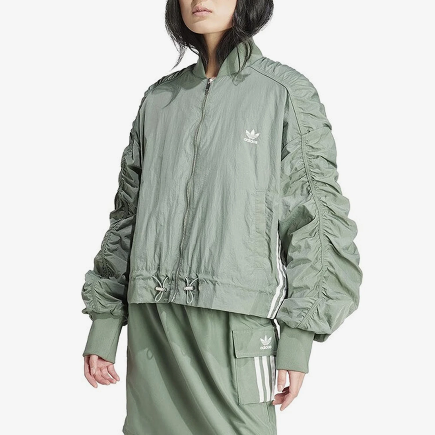 

Официальная женская тканая спортивная повседневная куртка Adidas из натуральной ткани Trefoil IY3421