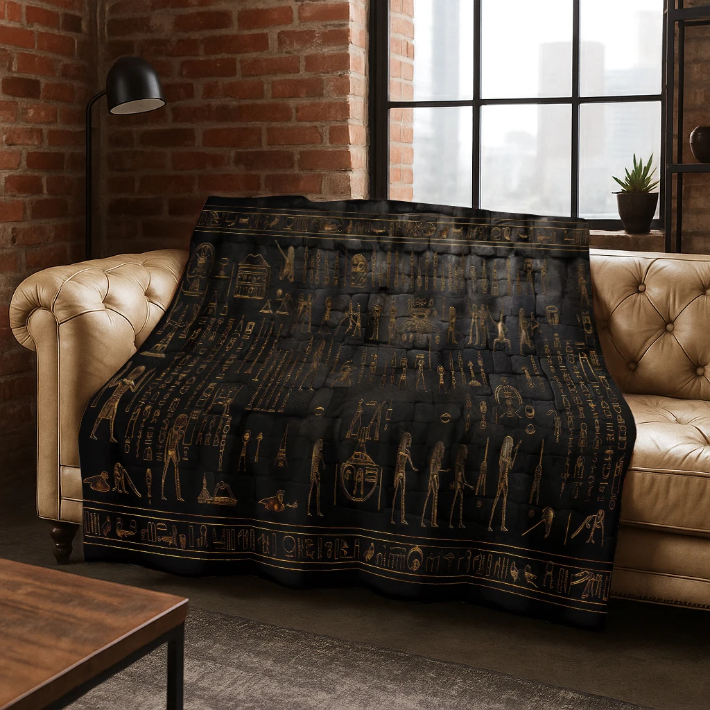 3D Ancient Egyptian Pyramids Flannel Blanket Soft Warm Blanket for Bedroom Room Living Room Office Travel Camping Picnic Gift