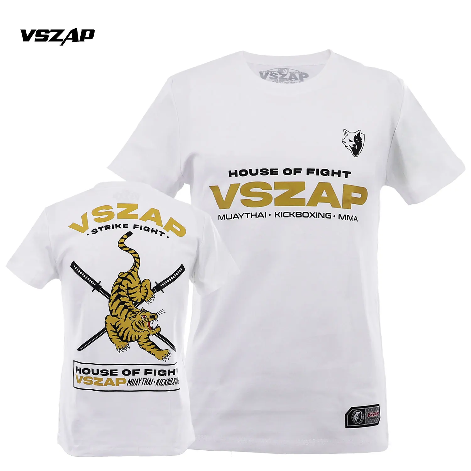 

VSZAP Fighting Home Boxing Suit Fighting Training Pure Cotton MMA Elastic Sports Fitness Short Sleeve T-shirt Men's Top