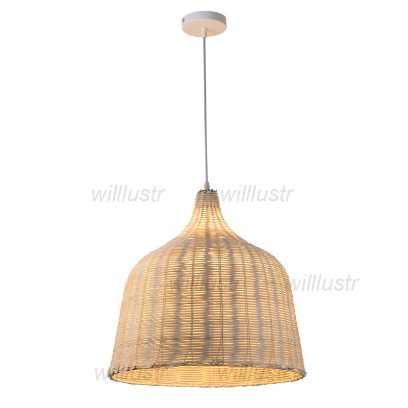 

Hand Knitted Bamboo Pendant Lamp Chinese Pastoral Wicker Suspension Light Hotel Cafe Homestay Bar Bedroom Zen Ceiling Chandelier