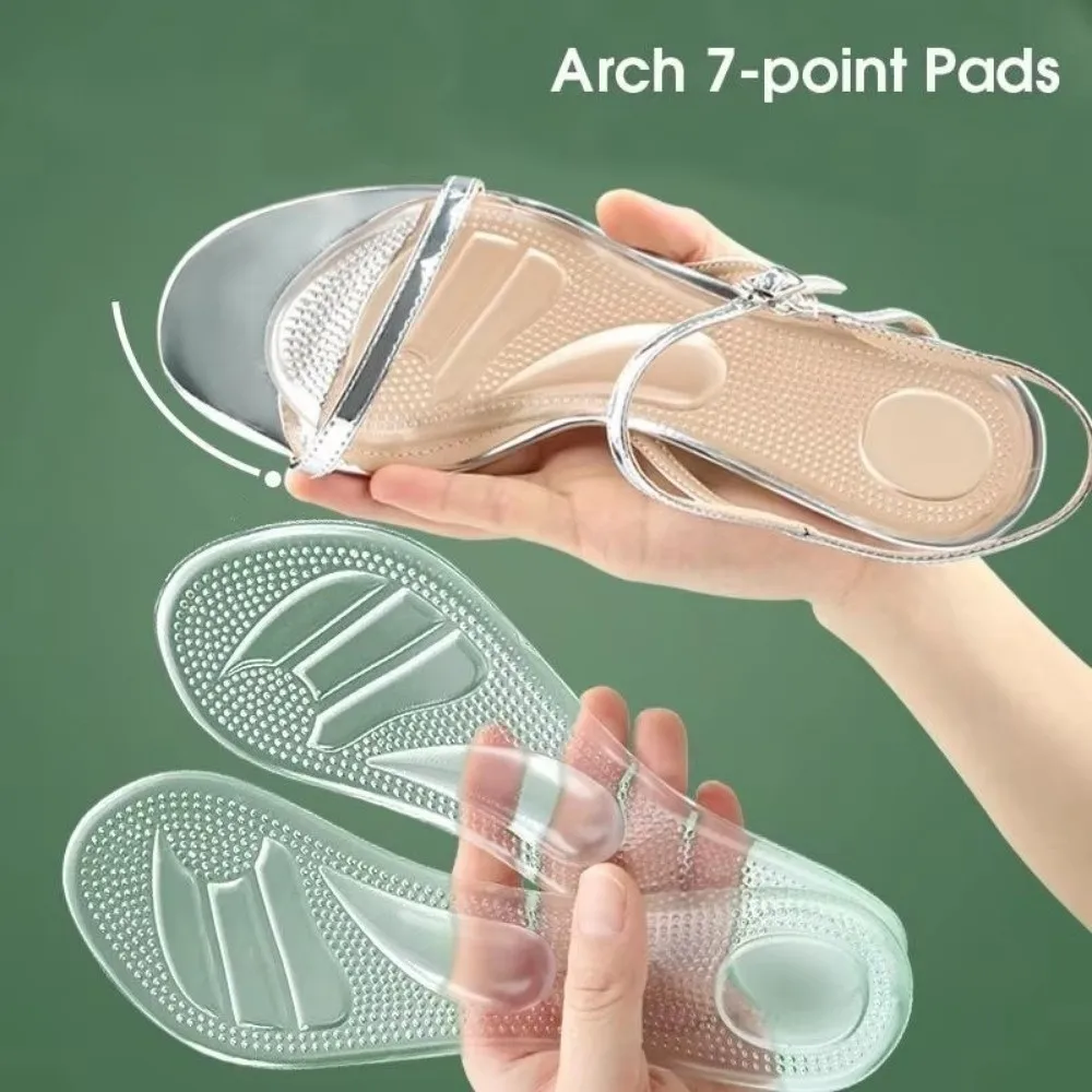 

1pair Silicone Seven Point Insole Non Slip Adjustable Shoe Pad Transparent Heel Protectors High Heels Cushion Foot Care Products