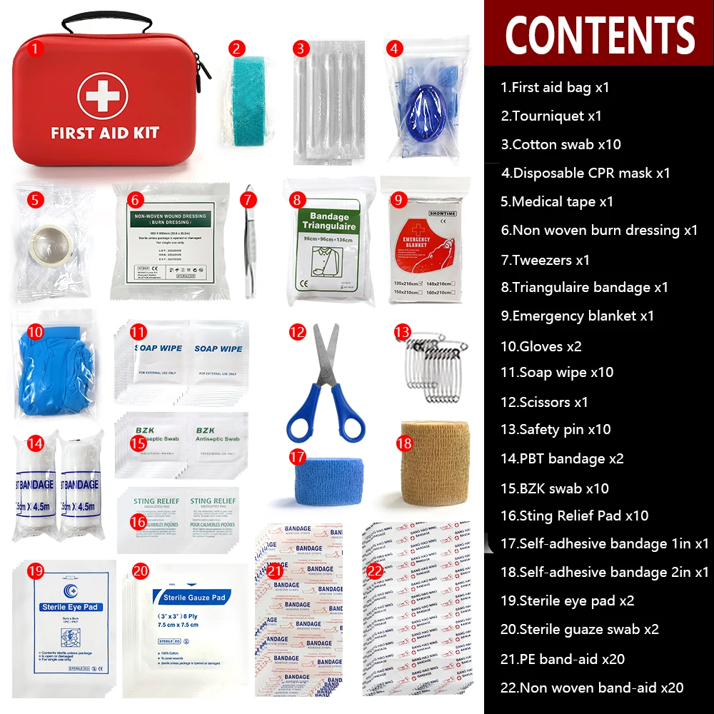 139pcs Waterproof Outdoor Travel Car First Aid Kit Home Small Medical Box Emergency Survival Kit Household Camping