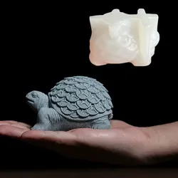 Lucky Golden Turtle Silicone Mold DIY Tea Pet Cement Ornament Aroma Gypsum Resin Candle Clay Soap Mold Fish Tank Decoration