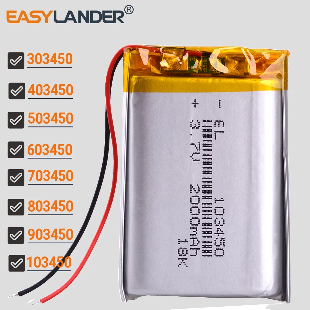 3.7V 600mAh 303450 Lithium Li-ion Polymer Battery Lipo 503450 403450 603450 703450 803450 903450 103450