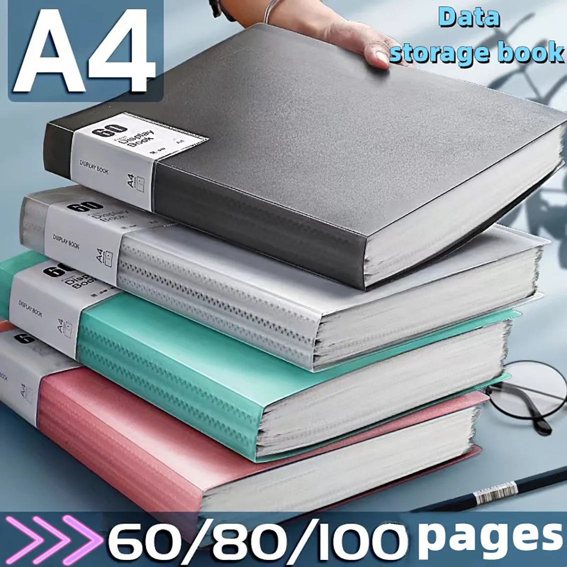 แฟ้มเก็บของขนาด A4 60 หน้า - ทนทานและทันสมัยพร้อมแผงมุมมองที่ชัดเจน - Morandi Color Collection - ประหยัดพื้นที่