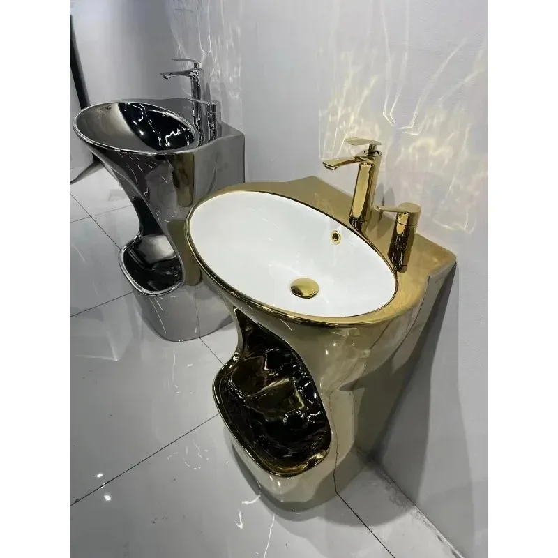 Modern High-gloss Veneer Square Ceramic Foot Basin Export Non-slip