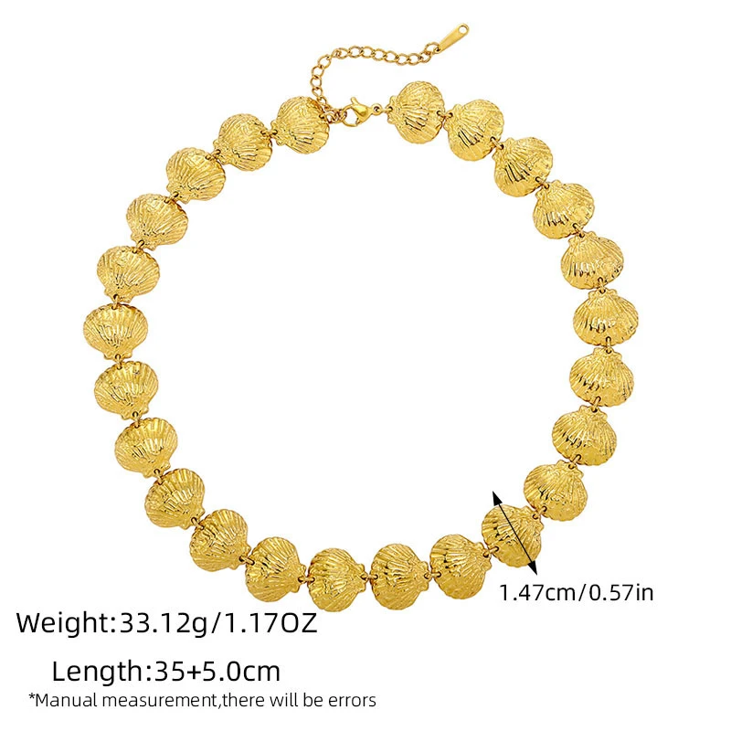 Summer Natural Shell Round Chic Pendant Necklace Waterproof Stainless Steel Golden High Quality Jewelry Accessories