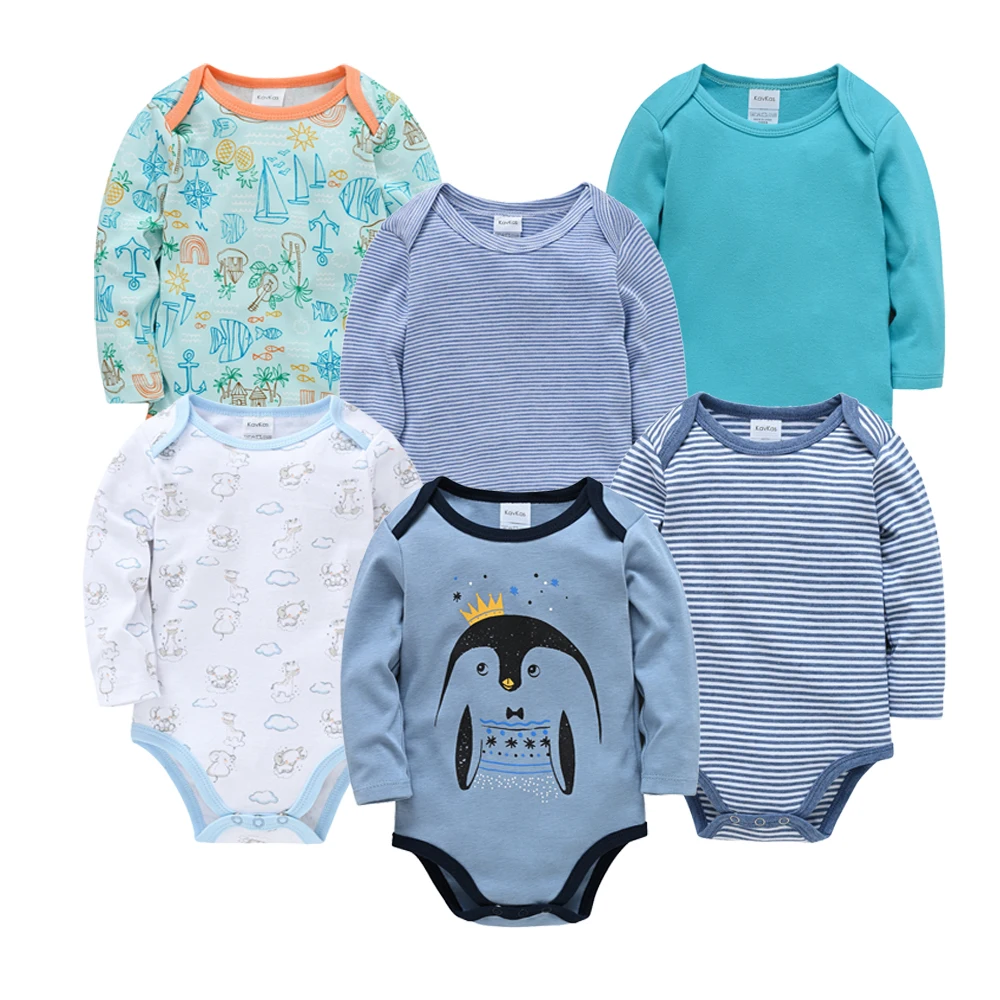 2023 Baby Boy Bodysuit 3 PCS 6 PCS Spring Cotton Girls Clothes Long Sleeve Cartoon Print Newborn Body bebe Clothing