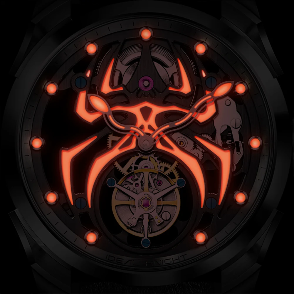 IDEAL KNIGHT 6802 Men True Tourbillon Watch High Luxury Spider Hollow Dial Limited Edition Brand Men Automatic Mechanical Watch
