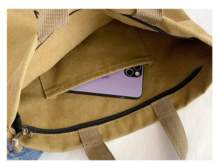 Waschbare, dicke Handtasche, modische Tasche mit großem Fassungsvermögen, japanische einfache Canvas-Umhängetasche, Unisex-Umhängetasche für Studenten, für den täglichen Gebrauch – Detail 9