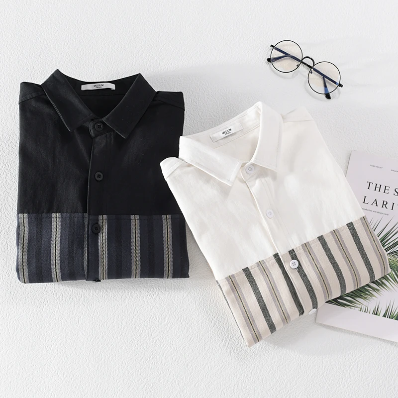 New Italy Long Sleeved Patchwork Casual Cotton Shirt Men Brand Fashion Comfortable Top Clothes Chemise Homme Fast Drop Shipping