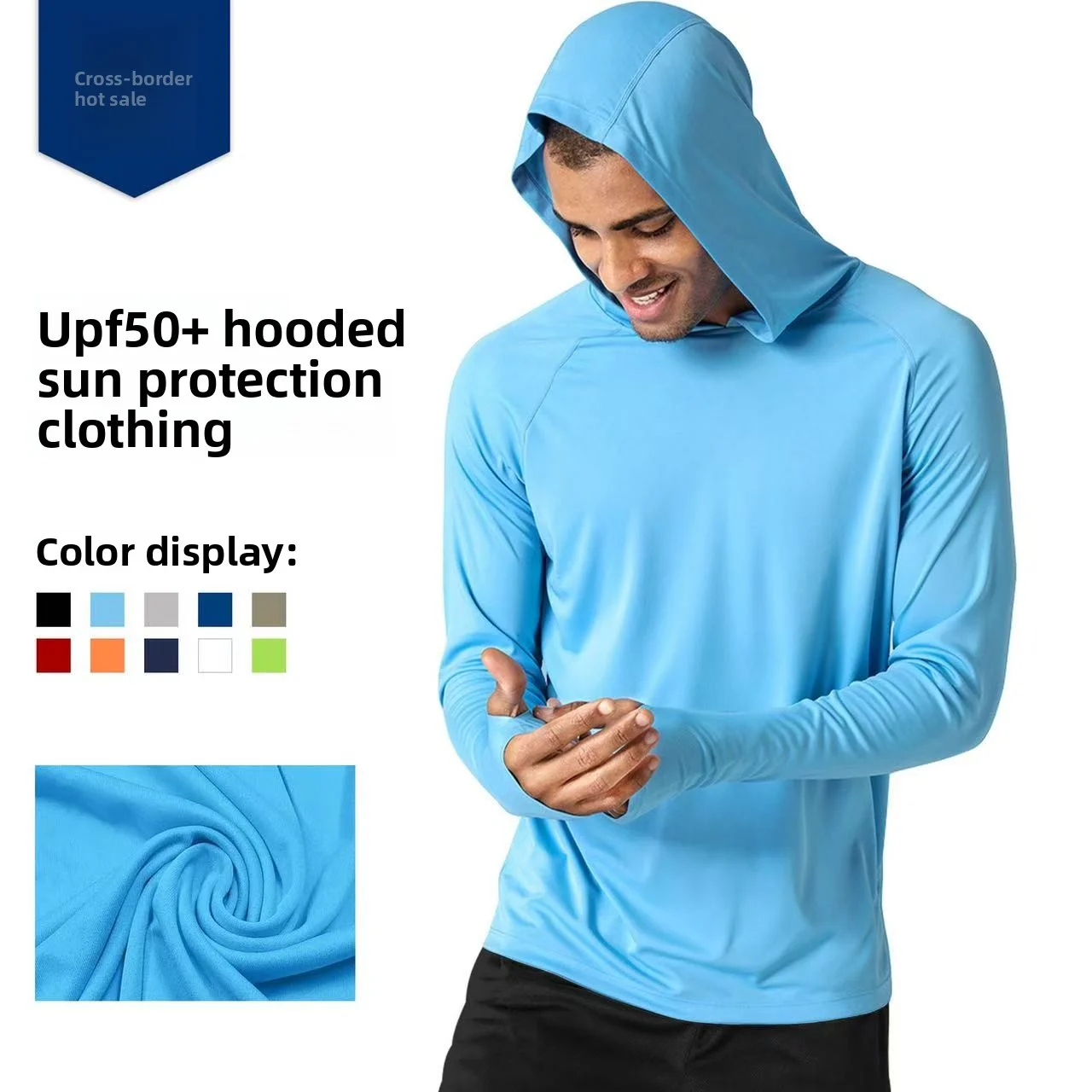 Men's UPF50+ Sun Protection Hoodie Long Sleeve Rash Guard Lightweight Breathable Fishing Hiking Outdoor Shirt