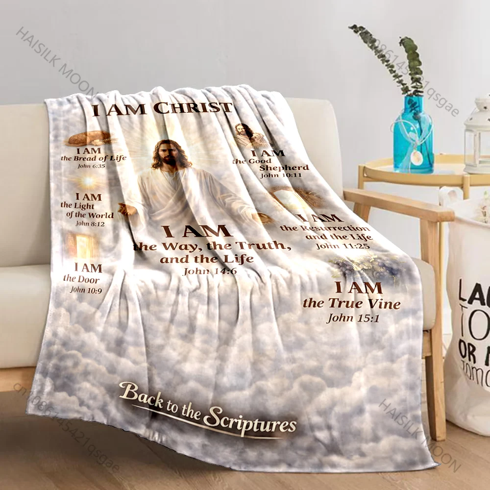 Jesus symbolic depictions with verses Print Believer Pray blanket Warm soft flannel material suitable for all seasons gift