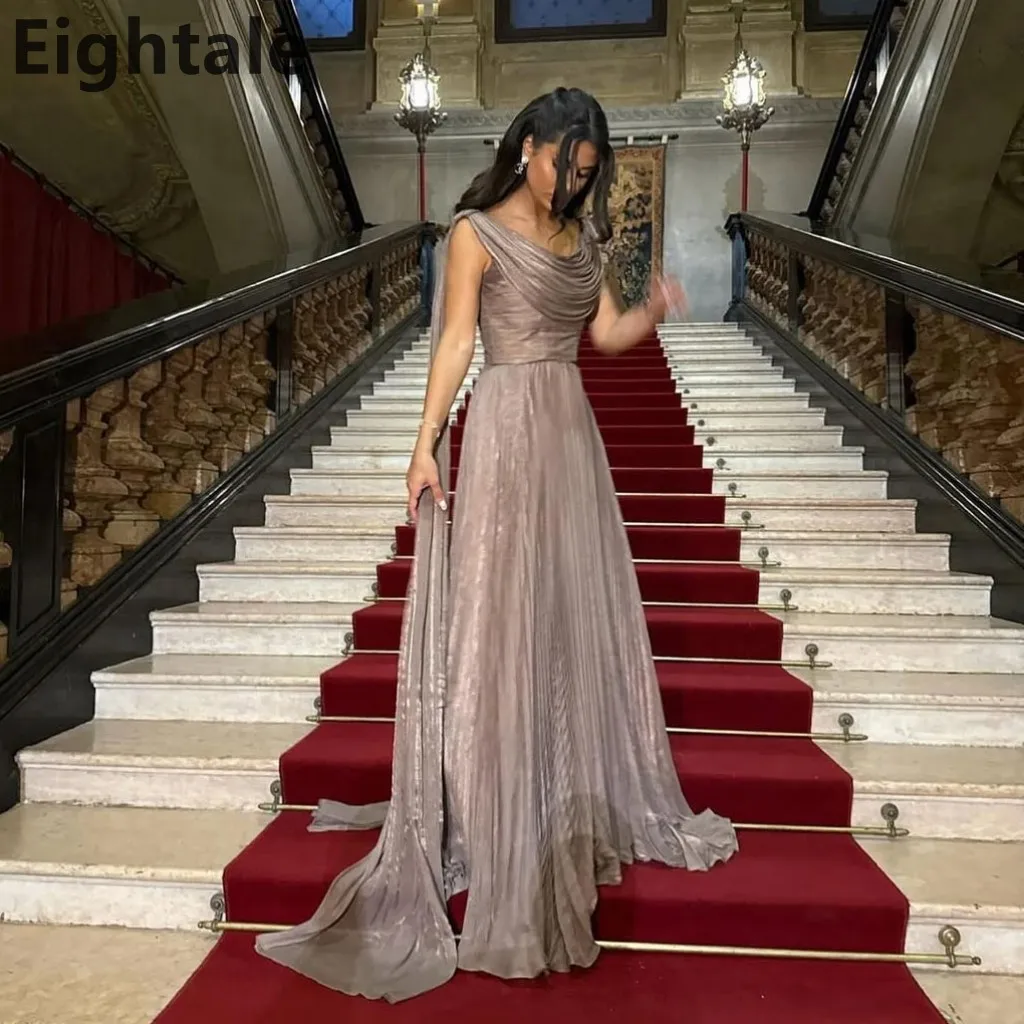 

Eightale 2025 Коричневое вечернее платье трапециевидной формы макси с накидкой и рукавами, свадебное вечернее платье для выпускного вечера, вечернее платье в Дубае, индивидуальное платье Robe de soiree