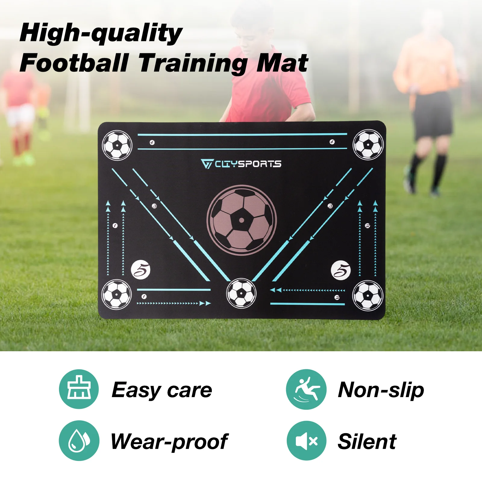 CITYSPORTS PRO Fußball-Trainingsmatte, Fußball-Trainingsmatte für Erwachsene und Kinder, 60 x 90 cm, ideal für den Innen- und Außenbereich – Detail 5