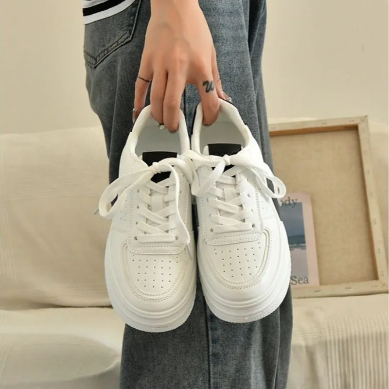 

Chunky Sneakers Women's 2025New Platform Designer Casual Shoes for Women White Height Increased Vulcanize Shoes Lace Up Trainers