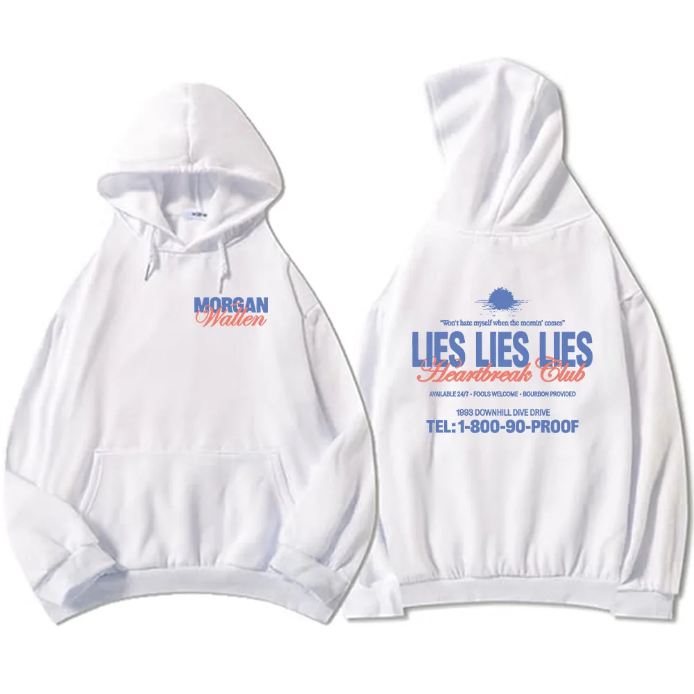 LIES LIES LIES Morgan-Wallen Hoodies Streetwear Hip Hop Men/Women Sweatshirts for Winter/Fall Long Sleeve Graphic Pullovers Male