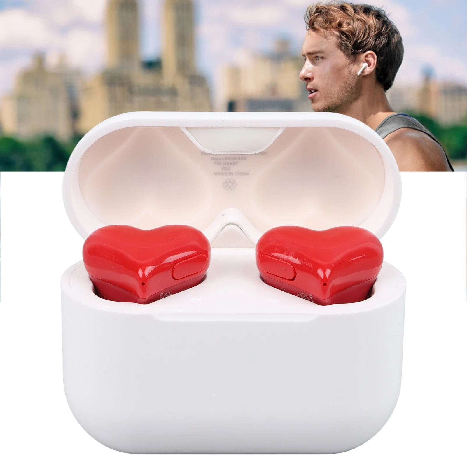 Wireless Earbuds Multifunction Stylish Lightweight Noise Canceling Stereo Heart Shaped Bluetooth Earphones