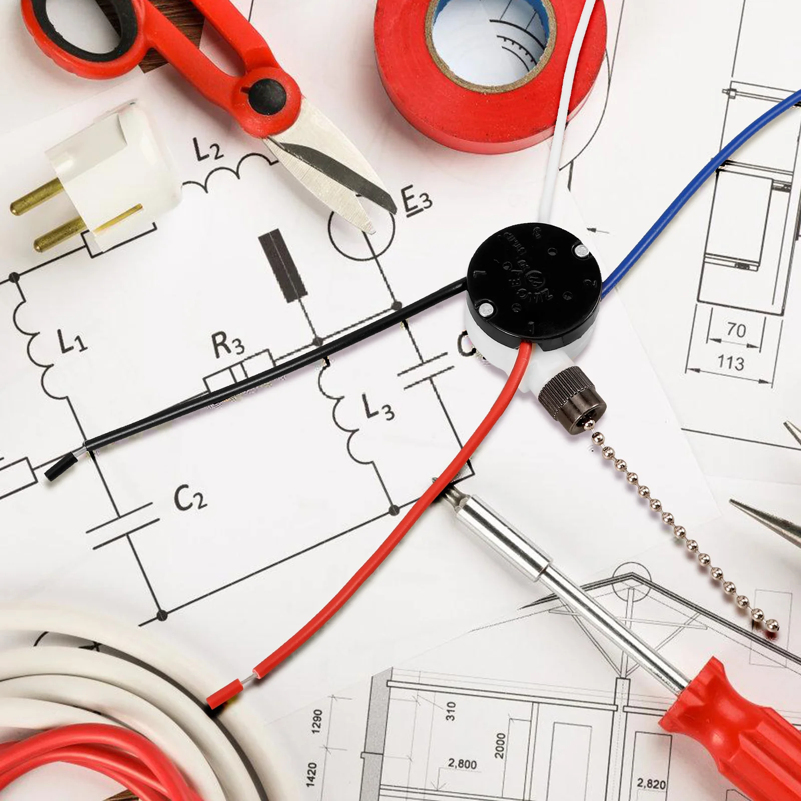 

Цепной переключатель потолочного вентилятора, 3 скорости, 4 провода, простая установка, замена, переключатель управления потолочным вентилятором, диммер света