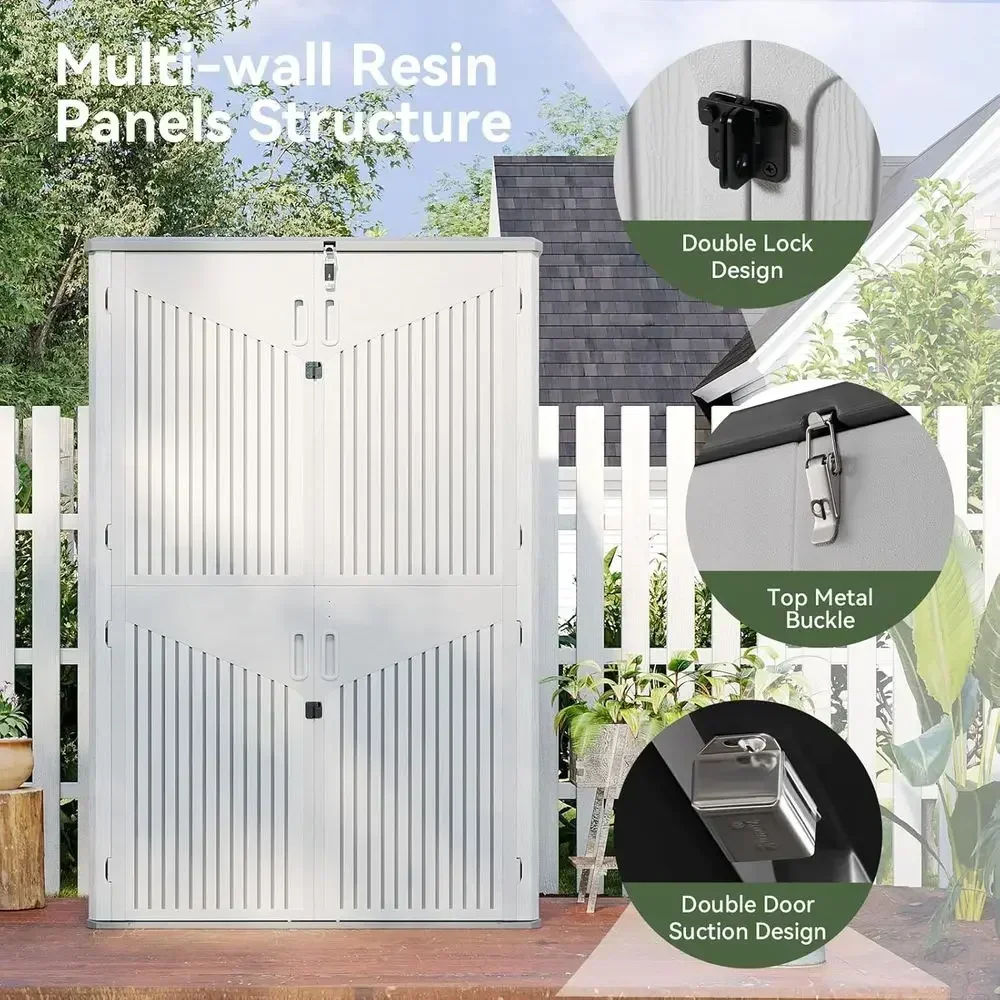 Outdoor Storage Shed, 64 Cu.t Veal Storage Sheds Outdoor with loor, Outdoor Waterproo Storage Cabinet or Garage Storage, Pool St