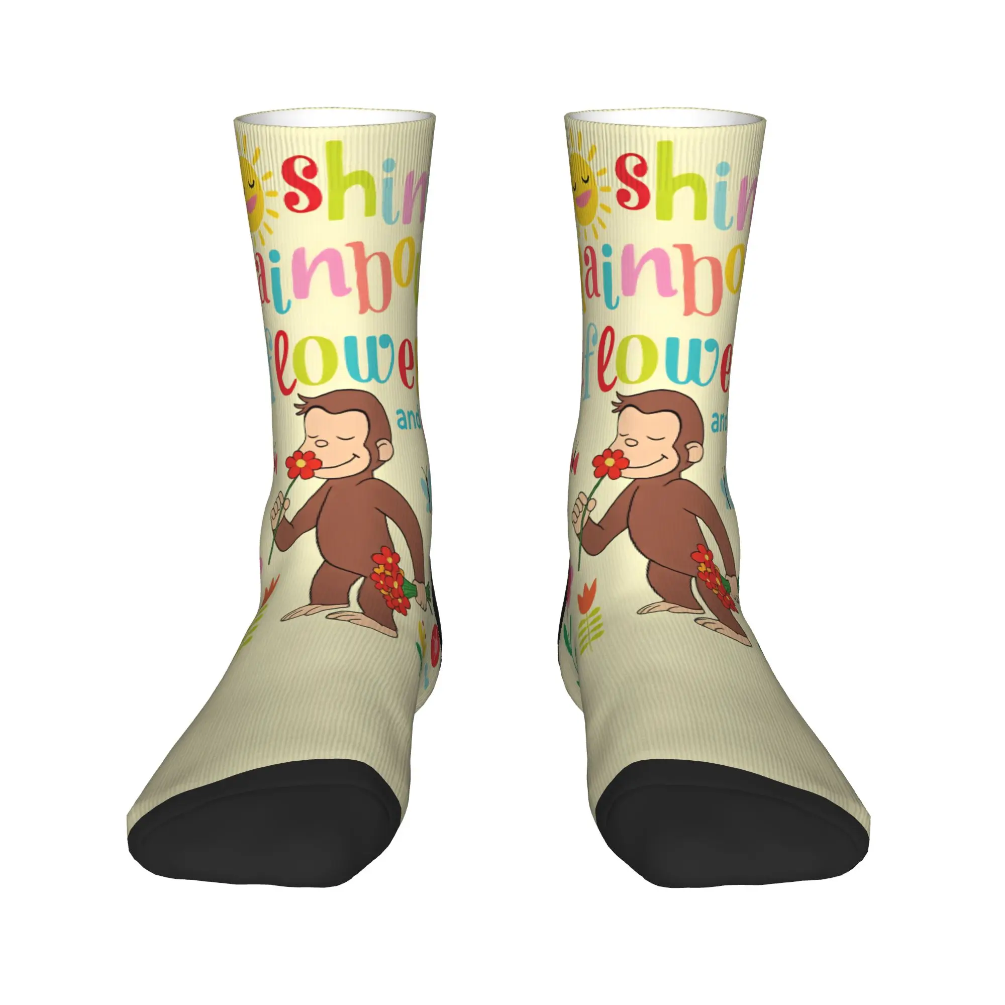 Men Socks Curious George Monkey  Stockings Anti Slip Soft Breathable Socks Winter Funny Pattern Skateboard Socks