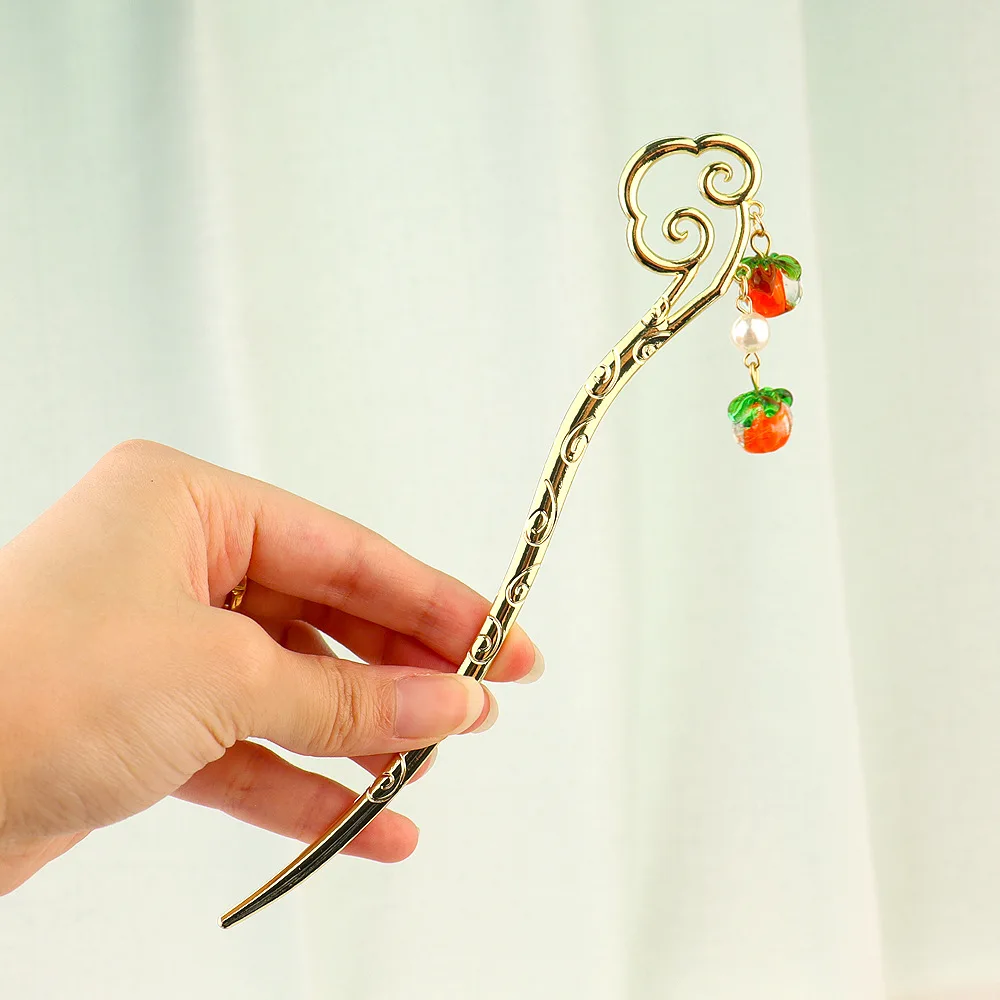 Japanese Chinese Style Enamel Metal Flower Wheat Hair Sticks Pearl Tassel Hairpin Tulip Hair Shopsticks Hanfu Hair Accessories
