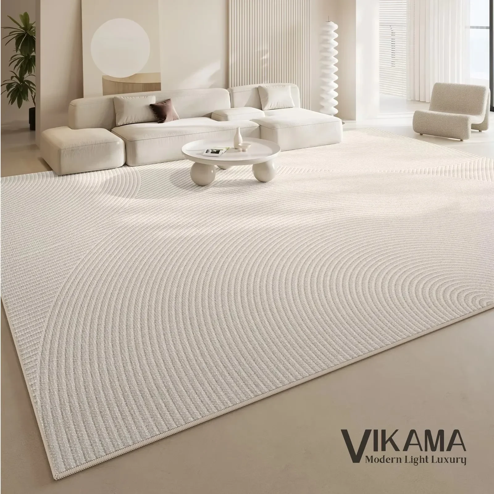 VIKAMA Tapijt Woonkamer Licht Luxe Deluxe Crème Wabi-Sabi Thuis Slaapkamer Bed Absorberende Vuilafstotende Mat Woondecoratie