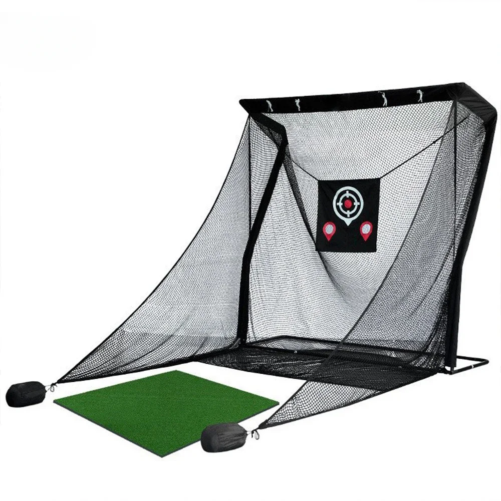 Golf Swing Training Practice Chipping Net With Hitting Mat Golf Chipping Net Portable Indoor Green Golf Training